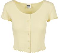 Urban Classics T-shirt côtelé court boutonné femme jaune clair XXXL