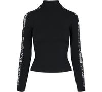 Urban Classics Femmes Dentelle Rayé Pull à Manches Longues Col Roulé Élégant