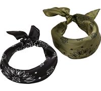 Urban Classics Satin Bandana 2-Pack, Noir/Olive, Taille Unique Mixte