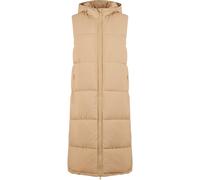 Urban Classics Long Hooded Puffer Vest Beige XS Femme