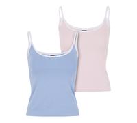 Urban Classics Tb7485a-ladies Contrast Basic Top 2-Pack T-Shirt, Bleu poudré/Blanc + Rose Chemisier/Blanc, XXL Femmes