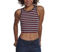 Urban Classics Haut Court côtelé à Rayures pour Femme, Blanc/Bleu Marine/Rouge feu, L
