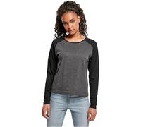 Urban Classics – T-shirt femme manches longues raglan contrastantes Anthracite/Noir L