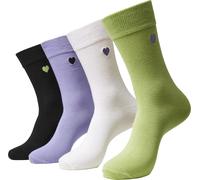 Urban Classics Heart Socks 4-Pack Black/Lilac/Lime/White EUR 36
