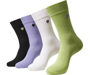 Urban Classics Heart Socks 4-Pack Black/Lilac/Lime/White EUR 36