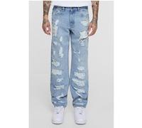 Urban Classics Heavy Ounce Straight Fit Heavy Destroyed Jeans New Light Blu Taille: 33 | Jeans droits Outlet | Homme |