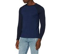 Urban Classics Herren Raglan Contrast Ls T Shirt, Darkblue/Midnightnavy, 3XL Große Größen EU