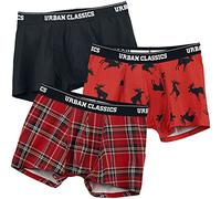 Urban Classics Homme Boxer Shorts 3-pack Caleçon, Red Plaid Aop+moose Aop+blk, L EU