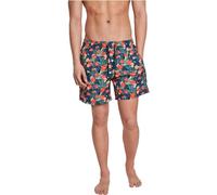 Urban Classics Pattern Swim Shorts Boxer, Multicolore (Blk/Tropical 02061), 4XL Homme