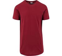 Urban Classics Homme Shaped Long Tee Manches Courtes Ourlet Arrondi Col Rond Basique Streetwear Minimaliste 100 Coton Jersey, Rouge (Burgundy 606), S EU