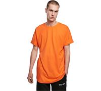 Urban Classics Homme T Shirt pour Homme Long avec Manches retroussées, Turn Up Tee Coupe Longue, Manches Courtes, Col Rond, 100 Pour cent Coton, Mandarine, S
