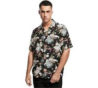 Urban Classics Homme Shirt Urban Classics Chemise en viscose AOP Resort pour homme imprim floral Hawaii col rabattu taille, Blacktropical, L EU
