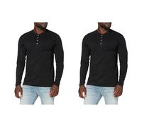 Urban Classics Homme T-Shirt Basic Henley L/S Sweat Shirt, Noir, M EU (Lot de 2)