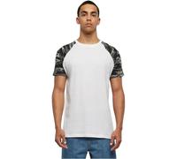 Urban Classics Homme T-shirt, Blanc/Camouflage Foncé, S