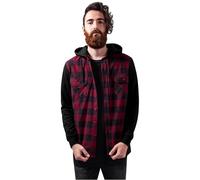 Urban Classics Hooded Checked Flanell Sweat Sleeve Shirt Capuche, Multicolore-Mehrfarbig (blk/Burgundy/blk 798), X-Large Homme