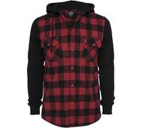 Urban Classics Hooded Checked Flanell Sweat Sleeve Shirt Chemise de Loisirs, Multicolore-Mehrfarbig (blk/Red/BL 283), XX-Large Homme