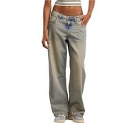 Urban Classics Jeans pour Femme Taille Basse Baggy fit Denim Bleu Gris Basiques, Mid Grey Dirty Washed, 38