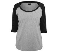 Urban Classics Ladies 3/4 Contrast Raglan Tee, T-Shirt Manches Longues Femme, Mehrfarbig (gry/blk 119), 36
