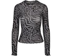 Urban Classics Ladies AOP Mesh Turtleneck Longsleeve T-Shirt, Asphalte/Noir, M Femme