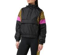 Urban Classics Ladies AOP Mixed Pull Over Jacket Blouson, Femme Multicolore (Black/Leo 01945) XXXX-Large (Taille fabricant: 4XL)
