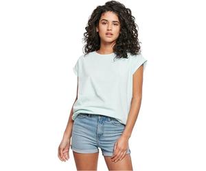 Urban Classics Ladies Color Extended Shoulder Tee T-Shirt, Aqua Melange, M Femme