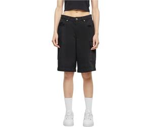 Urban Classics Ladies Cotton Cargo Bermuda Shorts, Black, 26 W Femme
