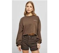 Urban Classics Ladies Cropped Small Embroidery Terry Crewneck Brown Taille: L | Pulls Outlet | Femme | Marron