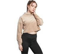 Urban Classics Ladies Cropped Velvet Oversized Hoody Sweatshirt Capuche, Couleur : Taupe, S Femme