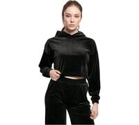 Urban Classics Ladies Cropped Velvet Oversized Hoody Sweatshirt Capuche, Noir, M Femme