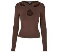Urban Classics Ladies Crossed Cut Out Longsleeve T-Shirt Brown - 4XL