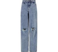 Urban Classics Ladies Distressed 90's Wide Leg Denim Pants, Pantalons Femme, Vintage lightblue Washed,