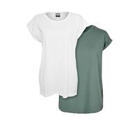 Urban Classics Ladies Extended Shoulder Tee T-Shirt, Blanc + paleleaf, S (Lot de 2) Femme