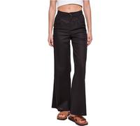 Urban Classics Ladies High Linen Mixed Wide Leg Pants, Pantalons Femme, Black,