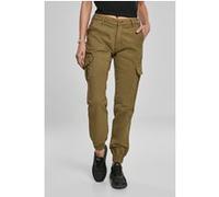 URBAN CLASSICS Pantalon Cargo pour Femme, Taille Haute, Chevilles Resserrées, Poches latérales Plaquées, 98% Coton 2% Élasthanne, Summerolive, Taille 28