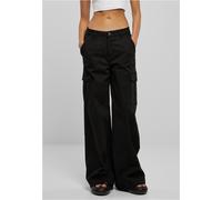 Urban Classics Ladies High Waist Wide Leg Twill Cargo Pants noir - 33 large