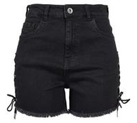 Urban Classics Short en Jean Lacé Taille Haute Femme Short Sexy Noir 30 98% Coton, 2% Élasthanne