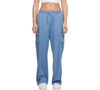 Urban Classics Ladies Light Denim Cargo Pants, Pantalons Femme, Skyblue Washed,