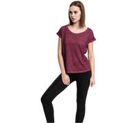 Urban Classics Femme Ladies Long Back Shaped Spray Dye Tee T-shirt, Rojo (Burgundy 606), L EU