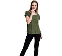 Urban Classics Ladies Long Back Shaped Spray Dye Tee T-Shirt, Vert (Olive), L Femme