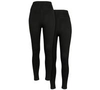 Urban Classics Ladies Lot de 2 Leggings Taille Haute en Jersey, Noir et Noir, L Femme