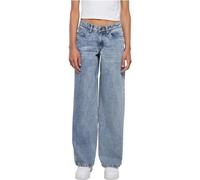 Urban Classics Ladies Mid Waist Wide Denim Pantalons, Tinted lightblue Washed, W27 Femme
