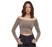Urban Classics Ladies Off Shoulder Glitter Longsleeve T-Shirt, Gold, 3XL Femme