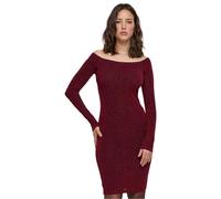 Urban Classics Ladies Off Shoulder Longsleeve Glitter Dress Robe, Burgundy, XL Femme
