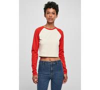Urban Classics Ladies Organic Cropped Retroball Baseball Longsleeve T-Shirt whitesand/hugered - XS