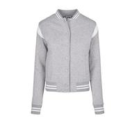 Urban Classics Ladies Organic Inset College Sweat Jacket Vestes, Gris/Blanc, M Femme