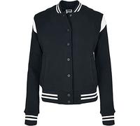Urban Classics Ladies Organic Inset College Sweat Jacket Vestes, Noir/Blanc, XS Femme