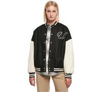 Urban Classics Ladies Oversized Big U College Jacket, Black/Palewhite, XS Femme