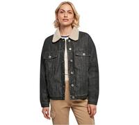 Urban Classics Ladies Oversized Sherpa Denim Jacket, Black Washed, XL aux Femmes
