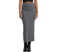 Urban Classics Ladies Rib High Slit Skirt Femme Jupe Longue Gris chiné S 80% Polyester, 20% Viscose