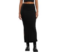 Urban Classics Jupe longue côtelée à fente haute Femme Noir S 80% polyester, 20% viscose